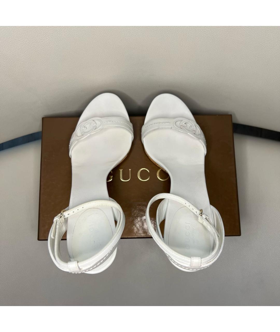 GUCCI Белые кожаные босоножки, фото 3