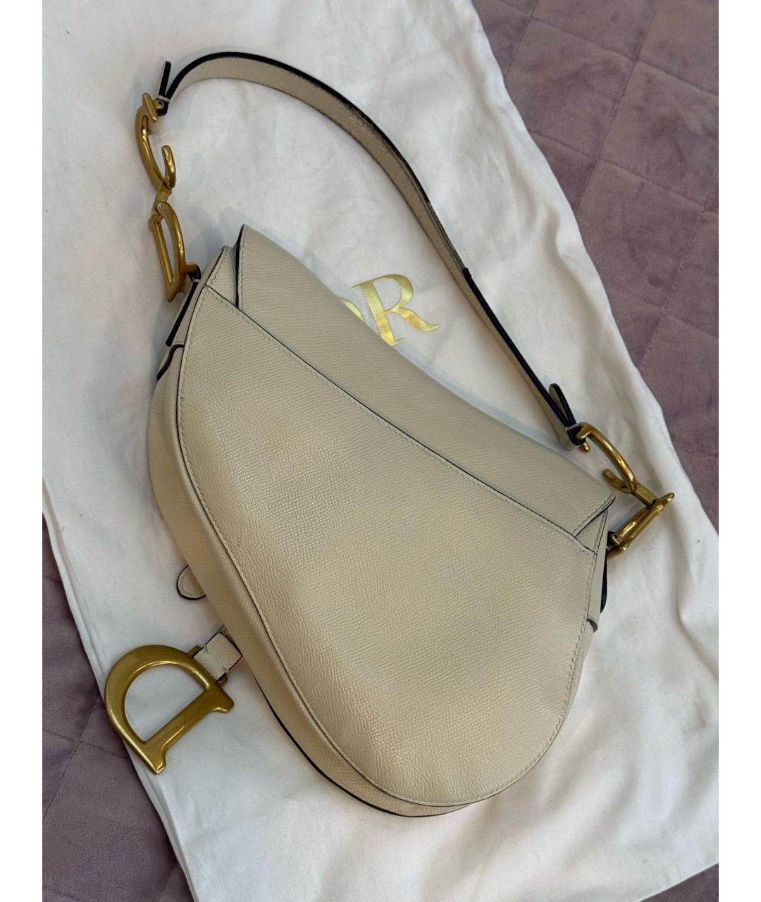 CHRISTIAN DIOR Белая кожаная сумка с короткими ручками, фото 4