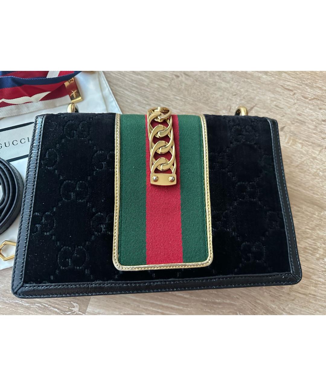 GUCCI Черная бархатная сумка через плечо, фото 4
