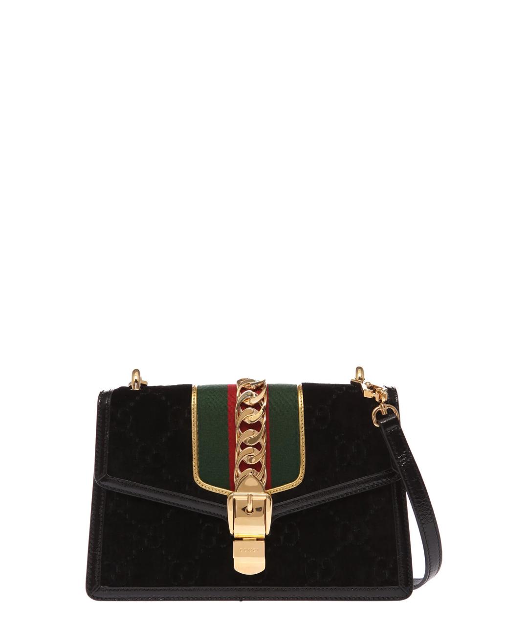 GUCCI Черная бархатная сумка через плечо, фото 1