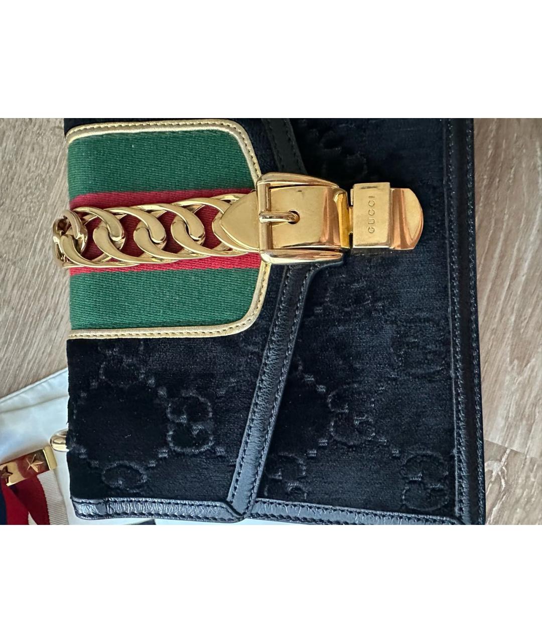 GUCCI Черная бархатная сумка через плечо, фото 6