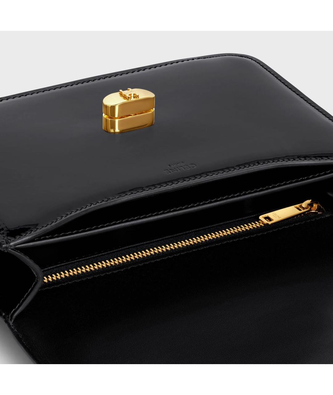 CELINE Черная сумка с короткими ручками из лакированной кожи, фото 4