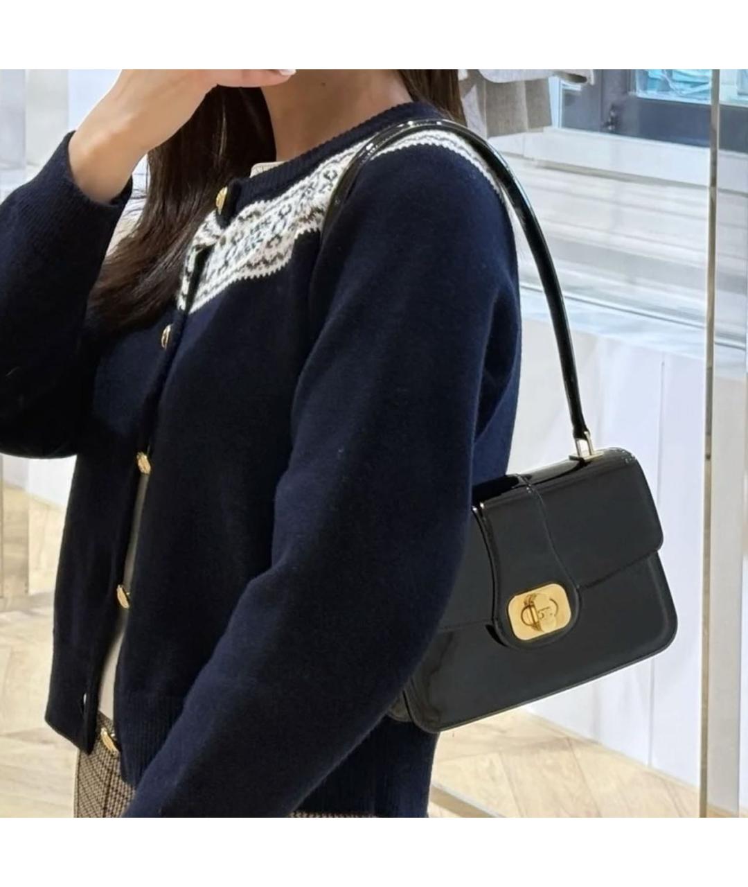 CELINE Черная сумка с короткими ручками из лакированной кожи, фото 6