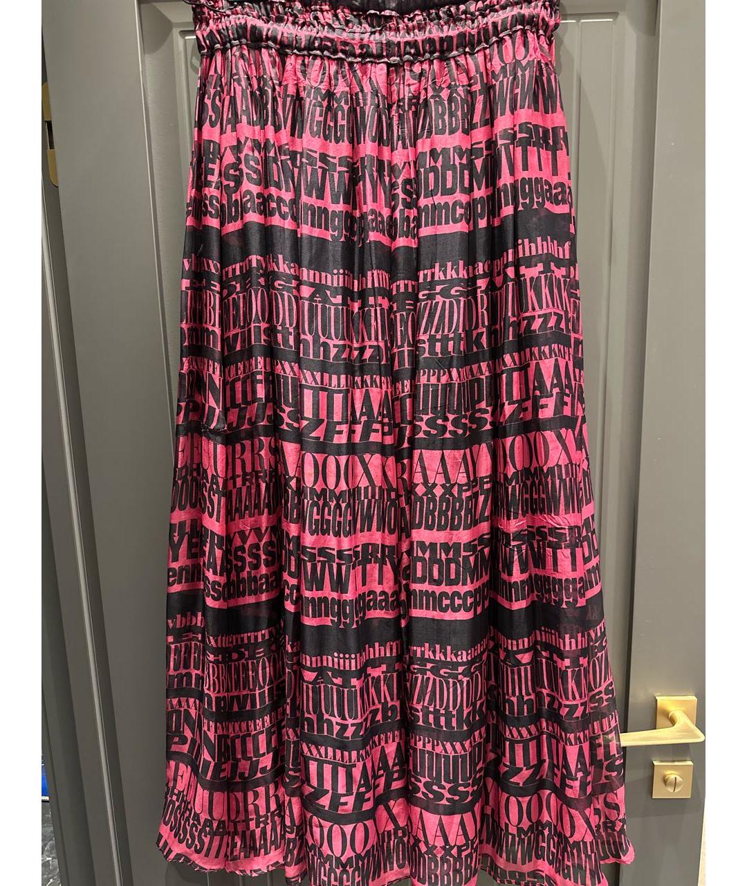 DOLCE&GABBANA Розовая шелковая юбка макси, фото 2