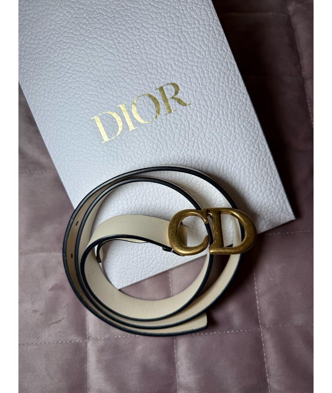 CHRISTIAN DIOR Белый кожаный ремень, фото 5