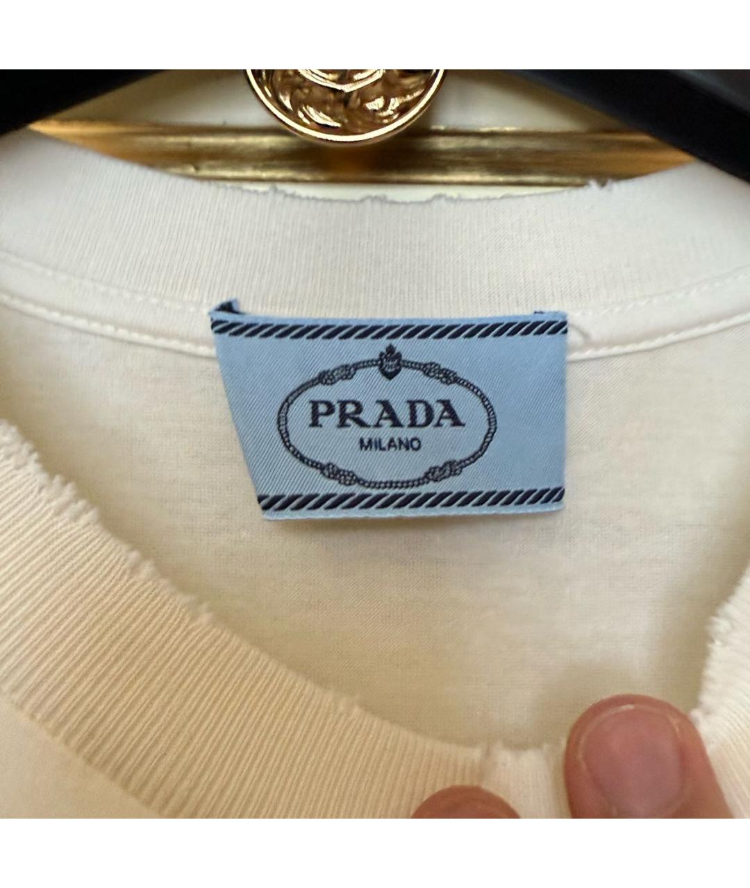 PRADA Белая хлопковая футболка, фото 4