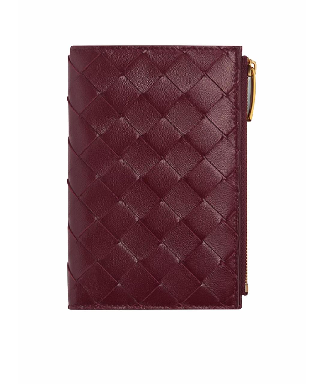 BOTTEGA VENETA Бордовый кожаный кошелек, фото 1
