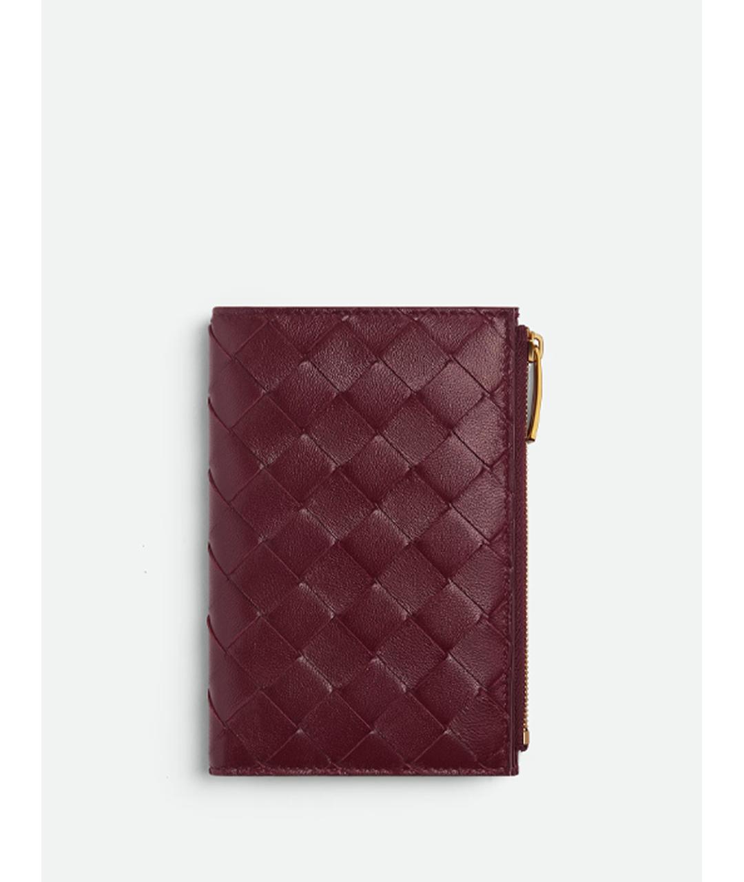 BOTTEGA VENETA Бордовый кожаный кошелек, фото 4