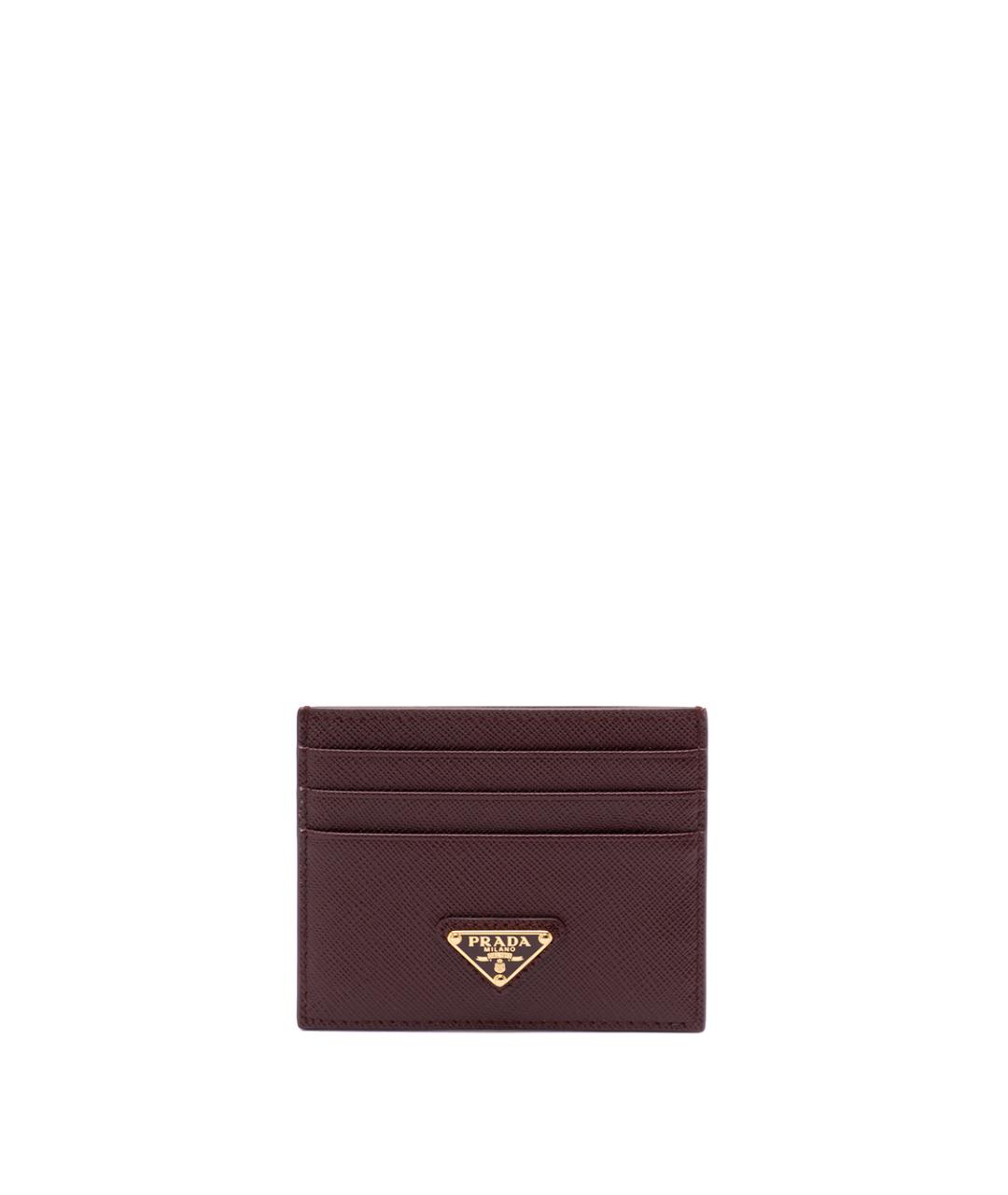PRADA Бордовый кожаный кардхолдер, фото 1