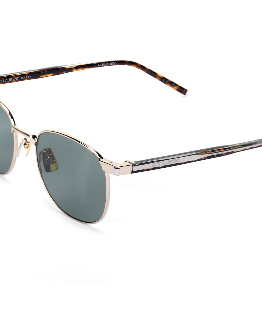 SAINT LAURENT Золотые металлические солнцезащитные очки, фото 4