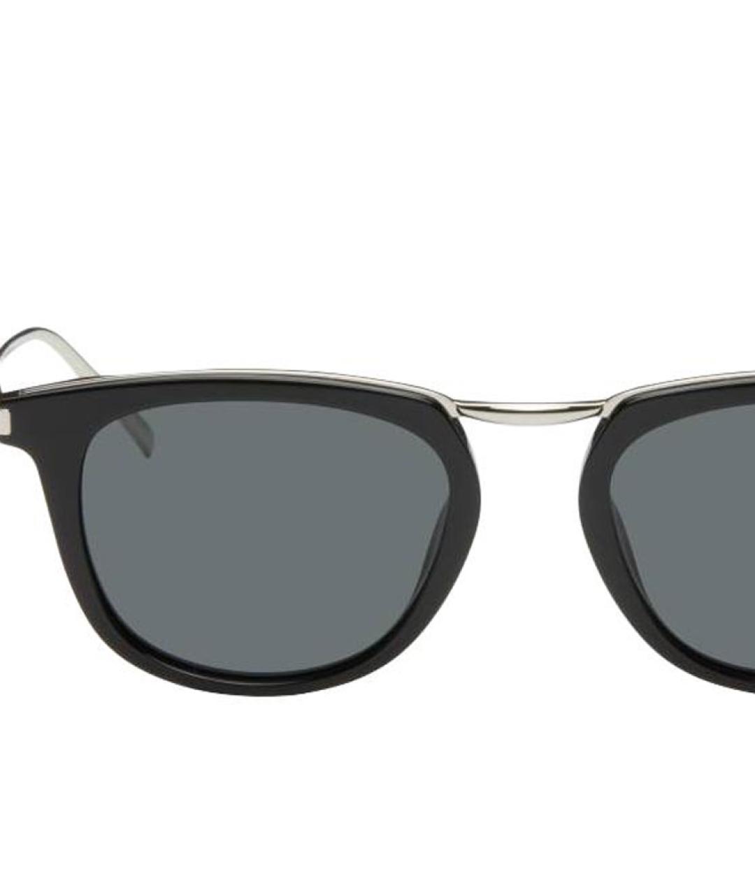 SAINT LAURENT Черные металлические солнцезащитные очки, фото 2