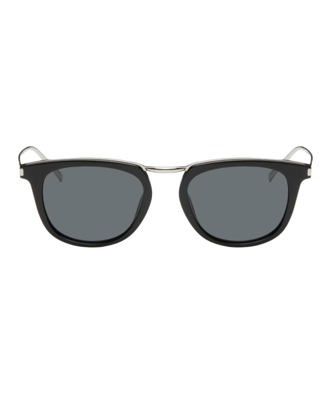 SAINT LAURENT Черные металлические солнцезащитные очки, фото 1