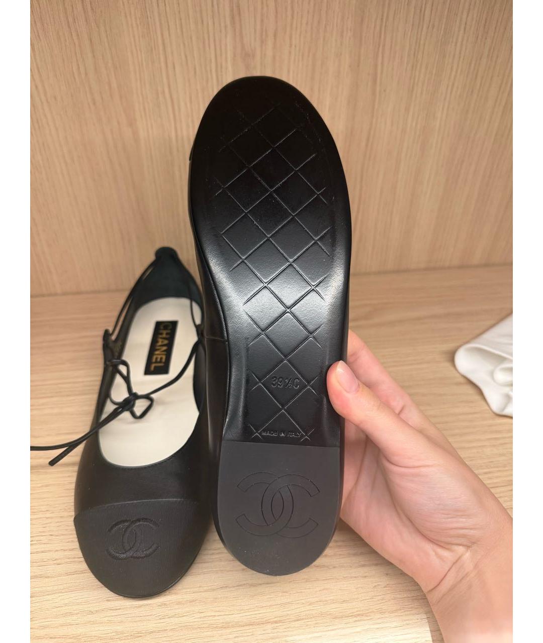 CHANEL Черные кожаные балетки, фото 4