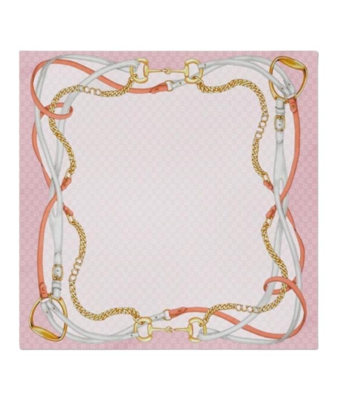 GUCCI Розовый шелковый шарф, фото 1