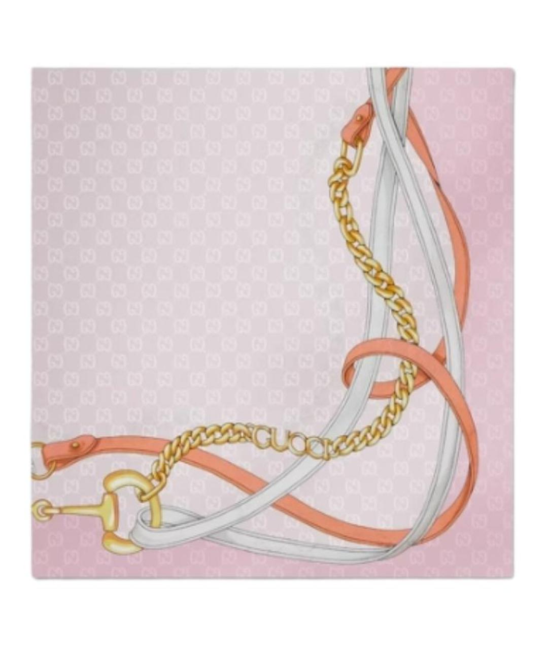 GUCCI Розовый шелковый шарф, фото 2