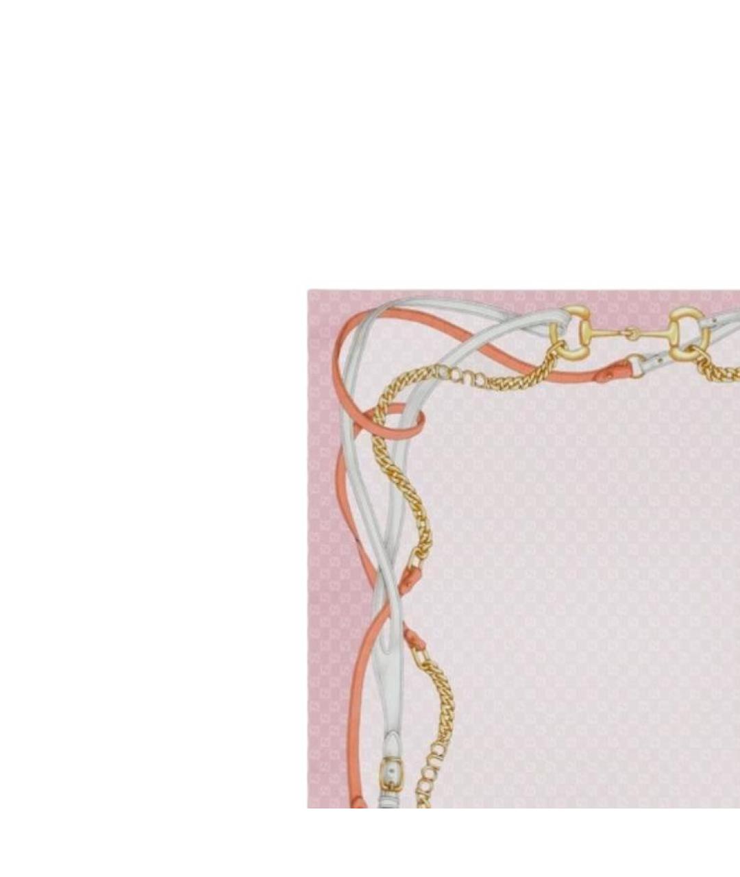 GUCCI Розовый шелковый шарф, фото 3