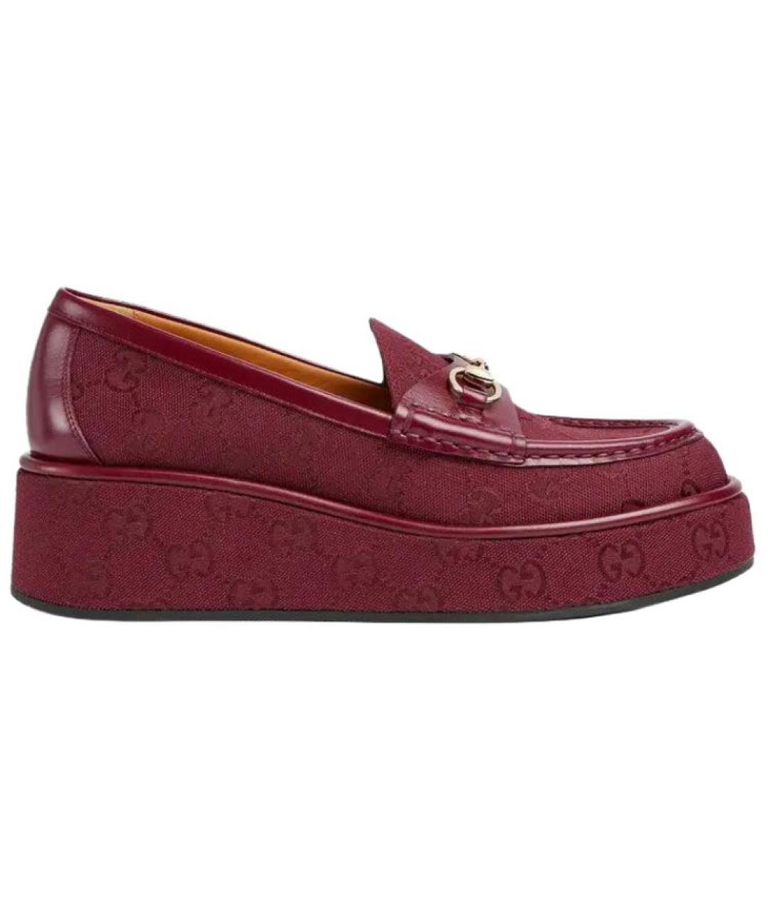 GUCCI Красные кожаные лоферы, фото 1