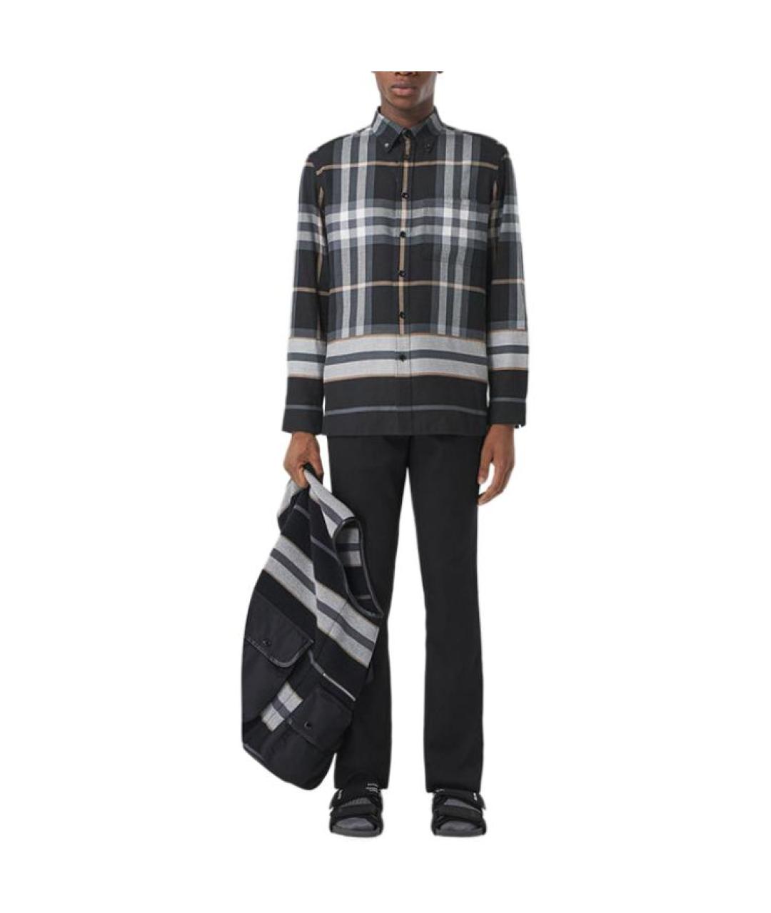 BURBERRY Черная хлопковая кэжуал рубашка, фото 2