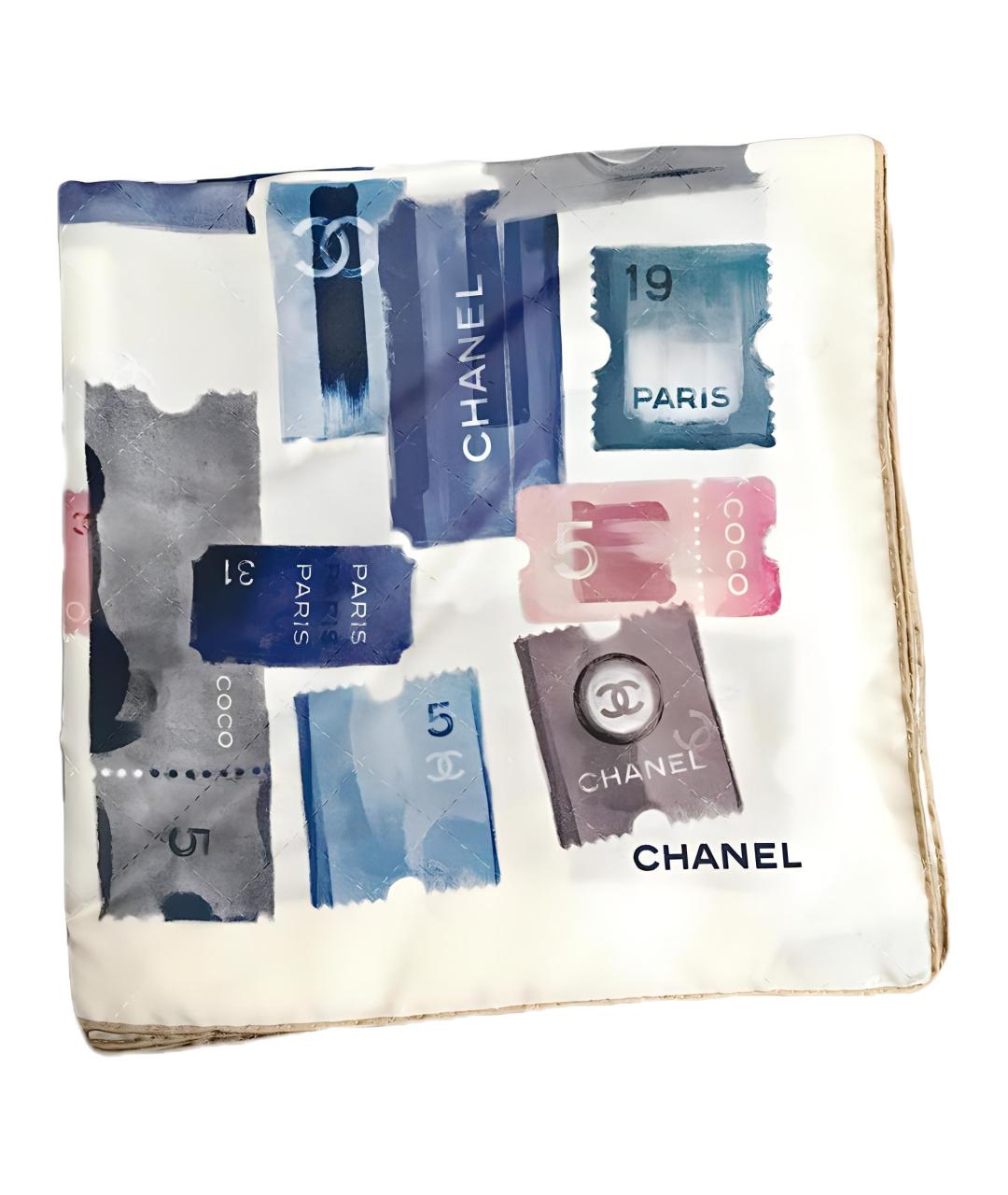 CHANEL Синий шелковый шарф, фото 2