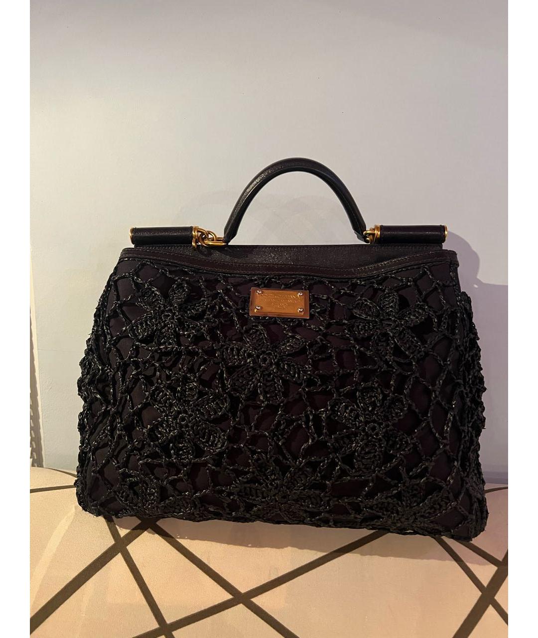 DOLCE&GABBANA Черная пелетеная сумка с короткими ручками, фото 9