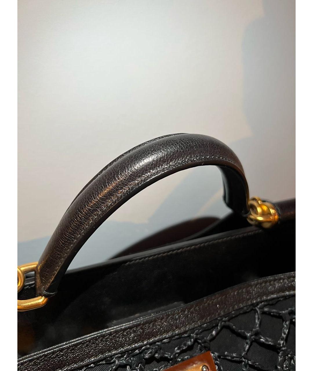 DOLCE&GABBANA Черная пелетеная сумка с короткими ручками, фото 4