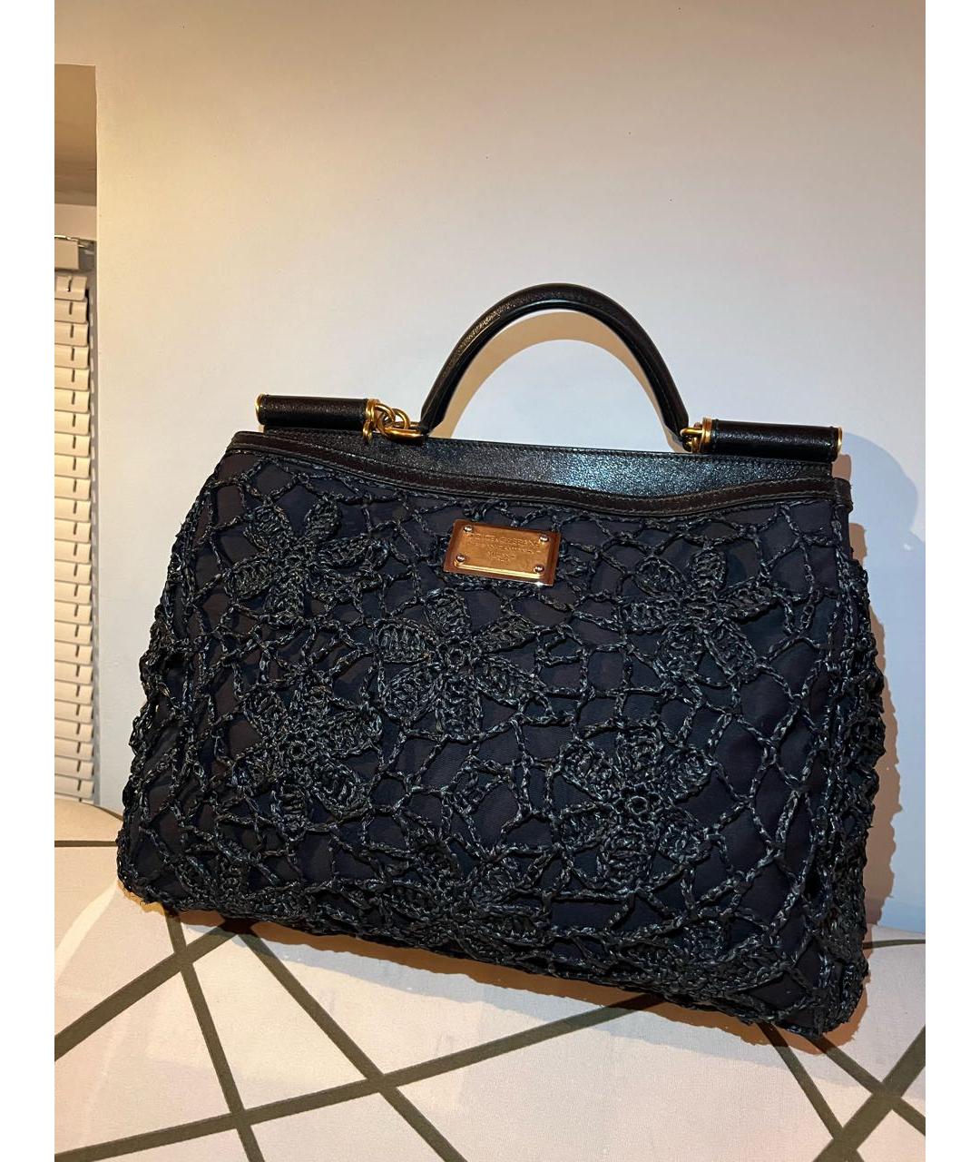 DOLCE&GABBANA Черная пелетеная сумка с короткими ручками, фото 2