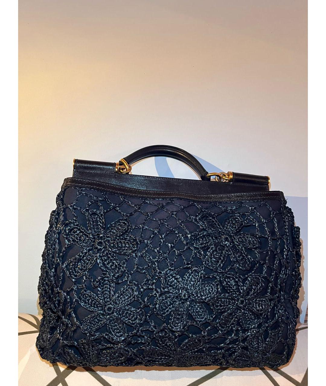 DOLCE&GABBANA Черная пелетеная сумка с короткими ручками, фото 3