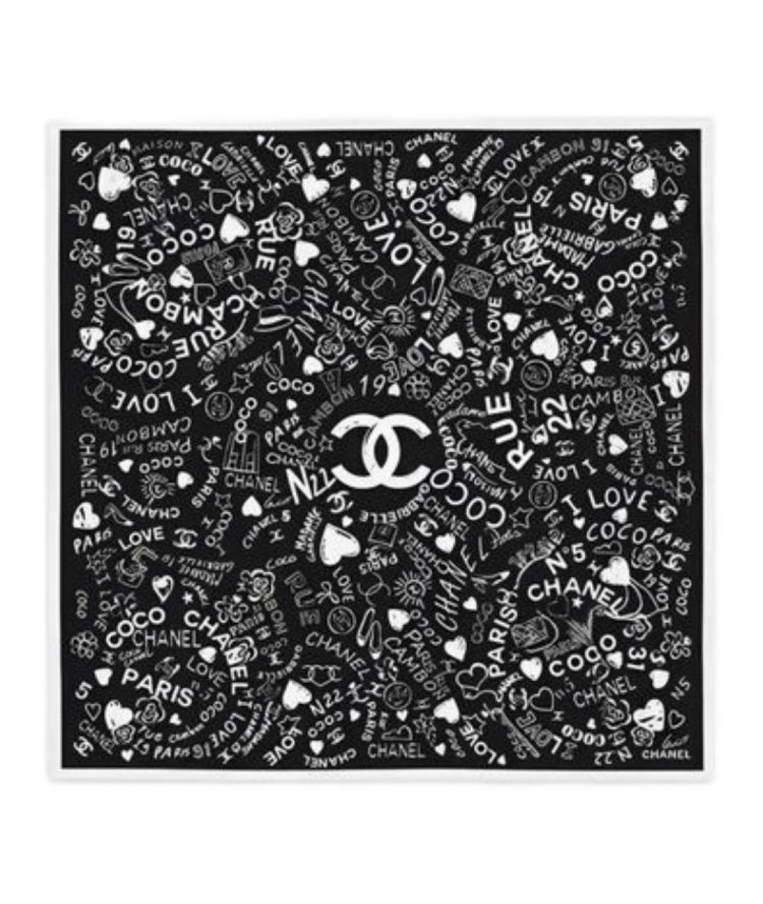 CHANEL Черный шелковый шарф, фото 1