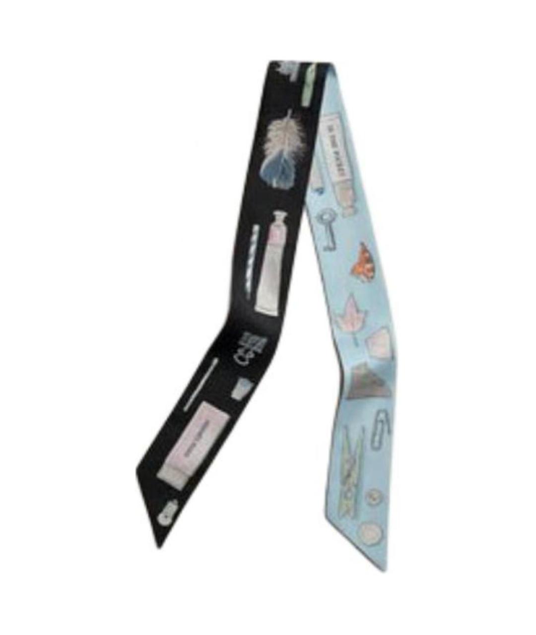 HERMES Черный шелковый шарф, фото 2