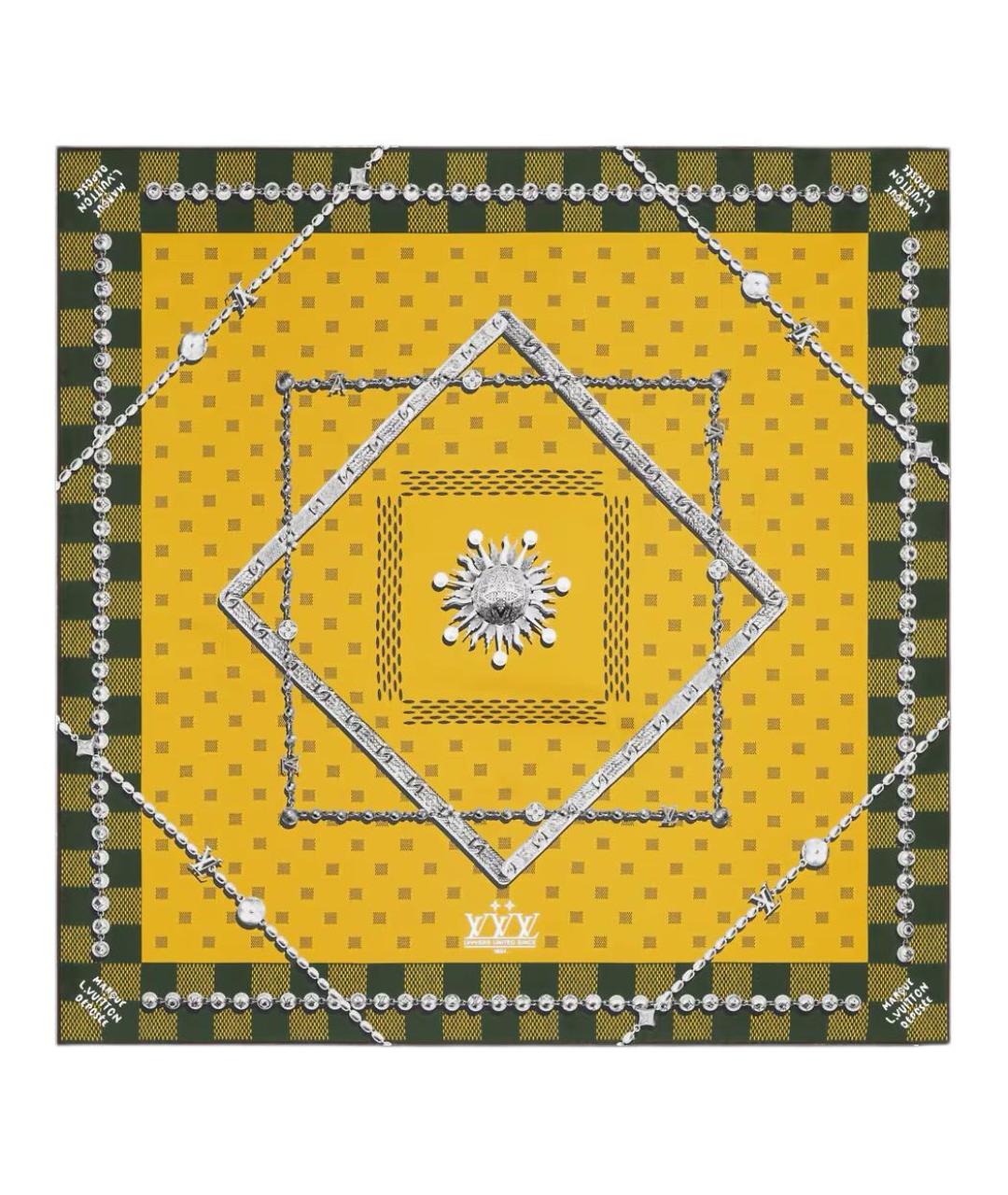 LOUIS VUITTON Желтый шелковый шарф, фото 1