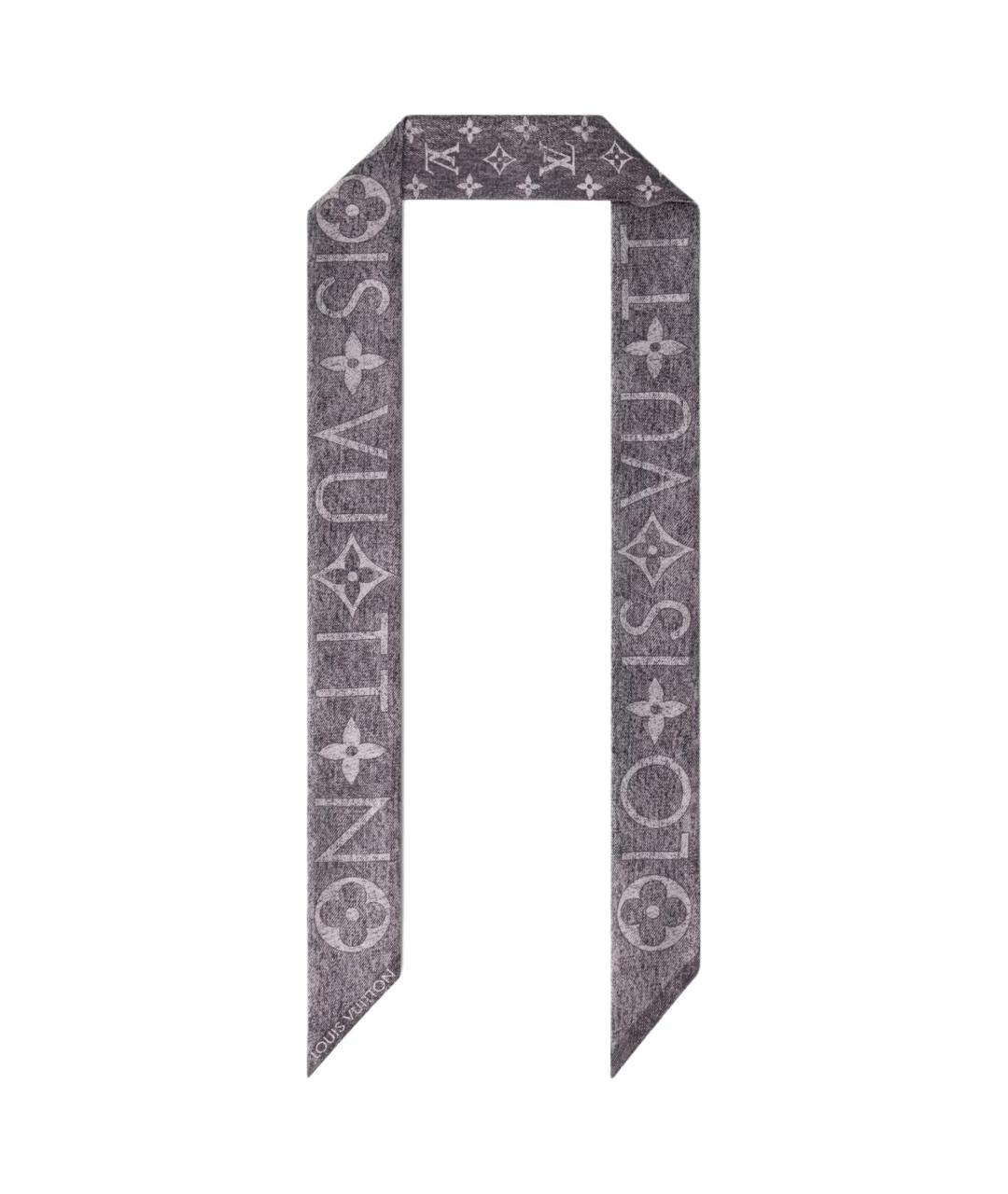 LOUIS VUITTON Серый шелковый шарф, фото 1