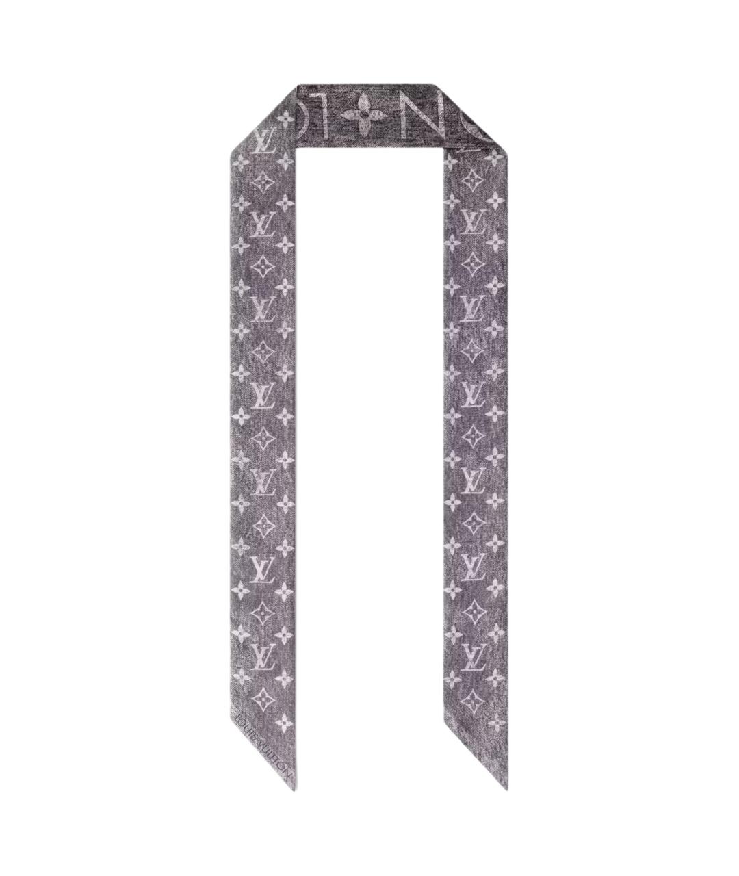 LOUIS VUITTON Серый шелковый шарф, фото 2