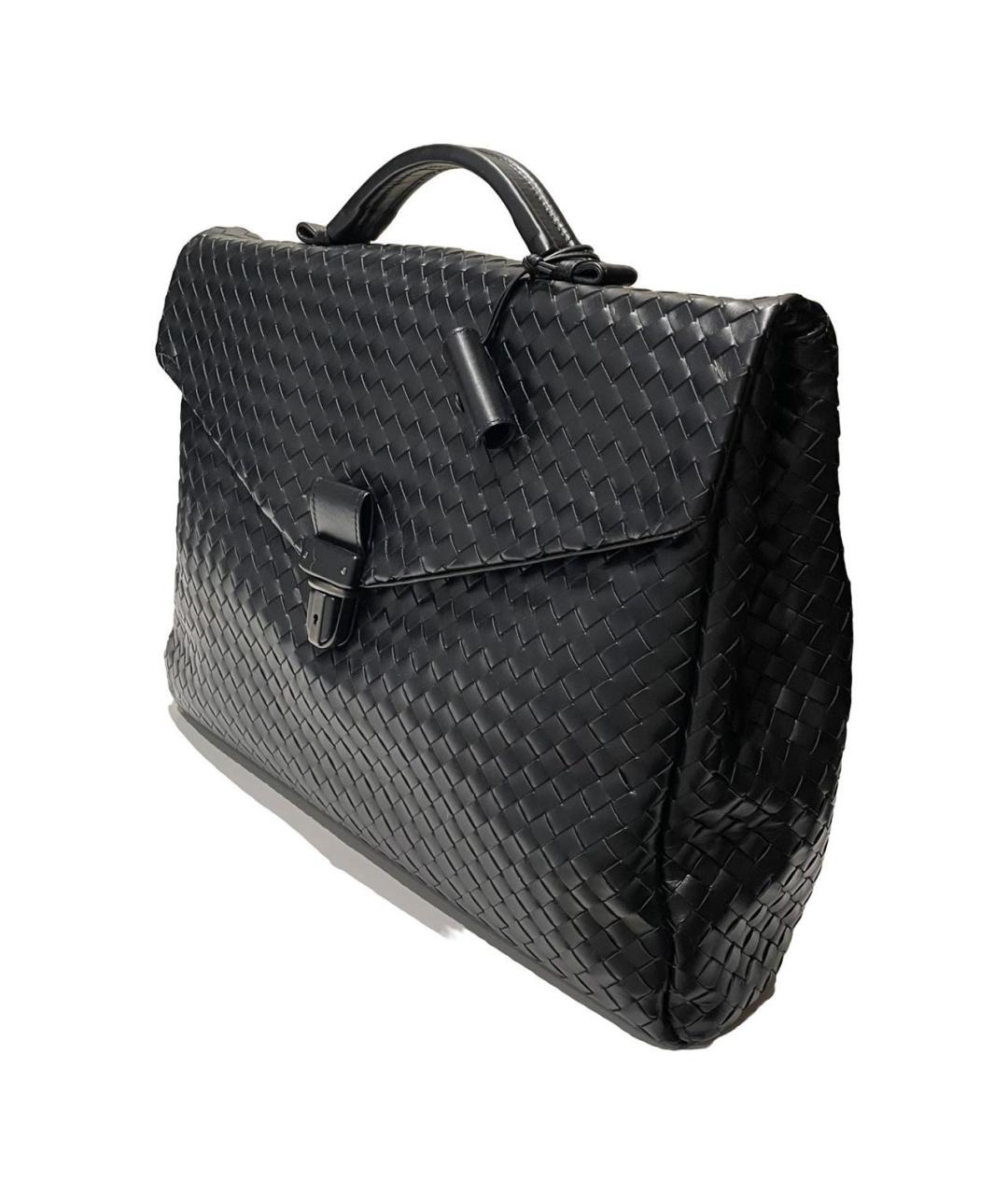 BOTTEGA VENETA Черный кожаный портфель, фото 2