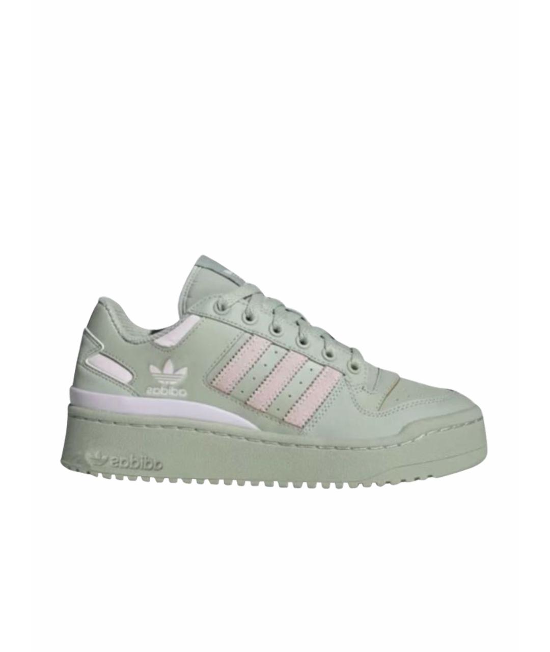 ADIDAS Зеленые кожаные низкие кроссовки / кеды, фото 1