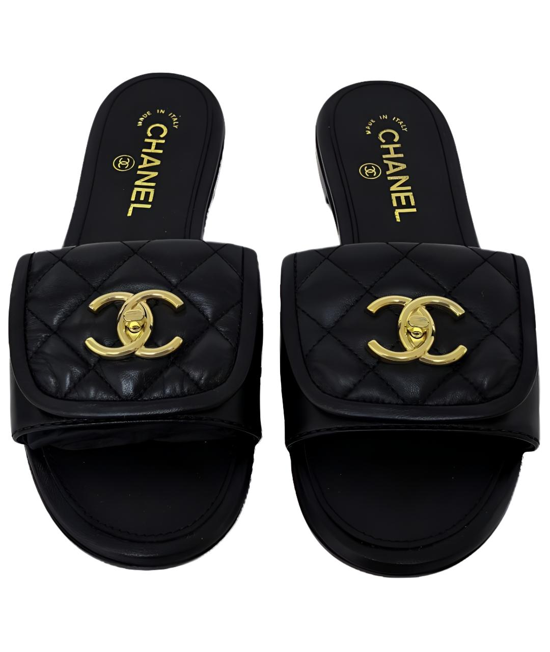 CHANEL Черные шлепанцы, фото 4