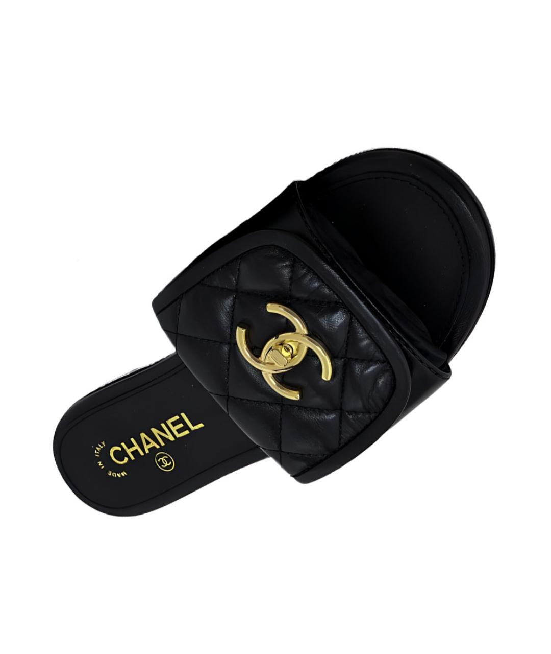 CHANEL Черные шлепанцы, фото 3