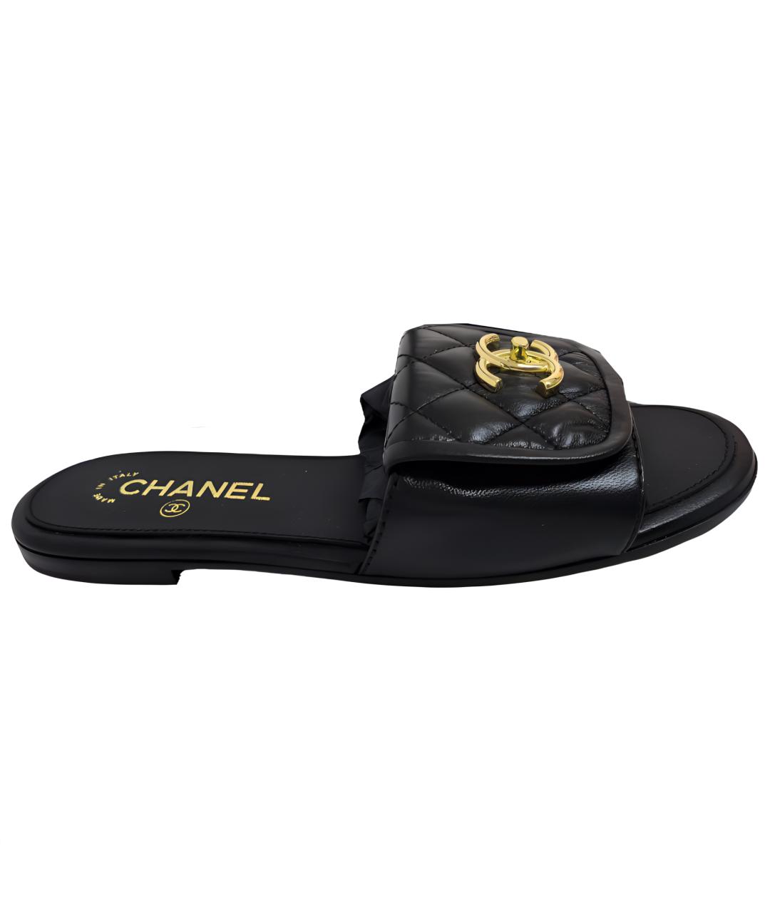 CHANEL Черные шлепанцы, фото 1