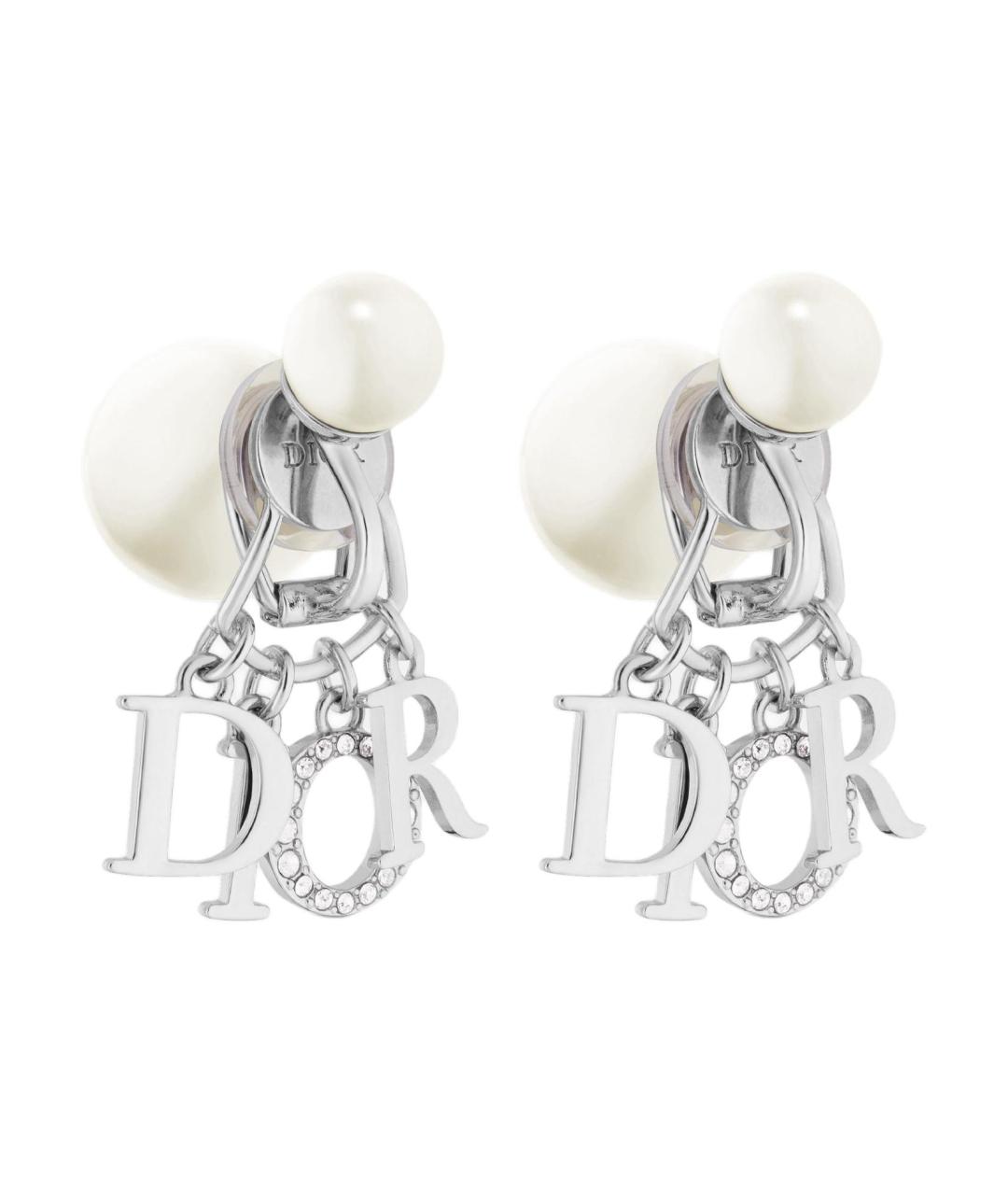 CHRISTIAN DIOR Серебряные металлические серьги, фото 1