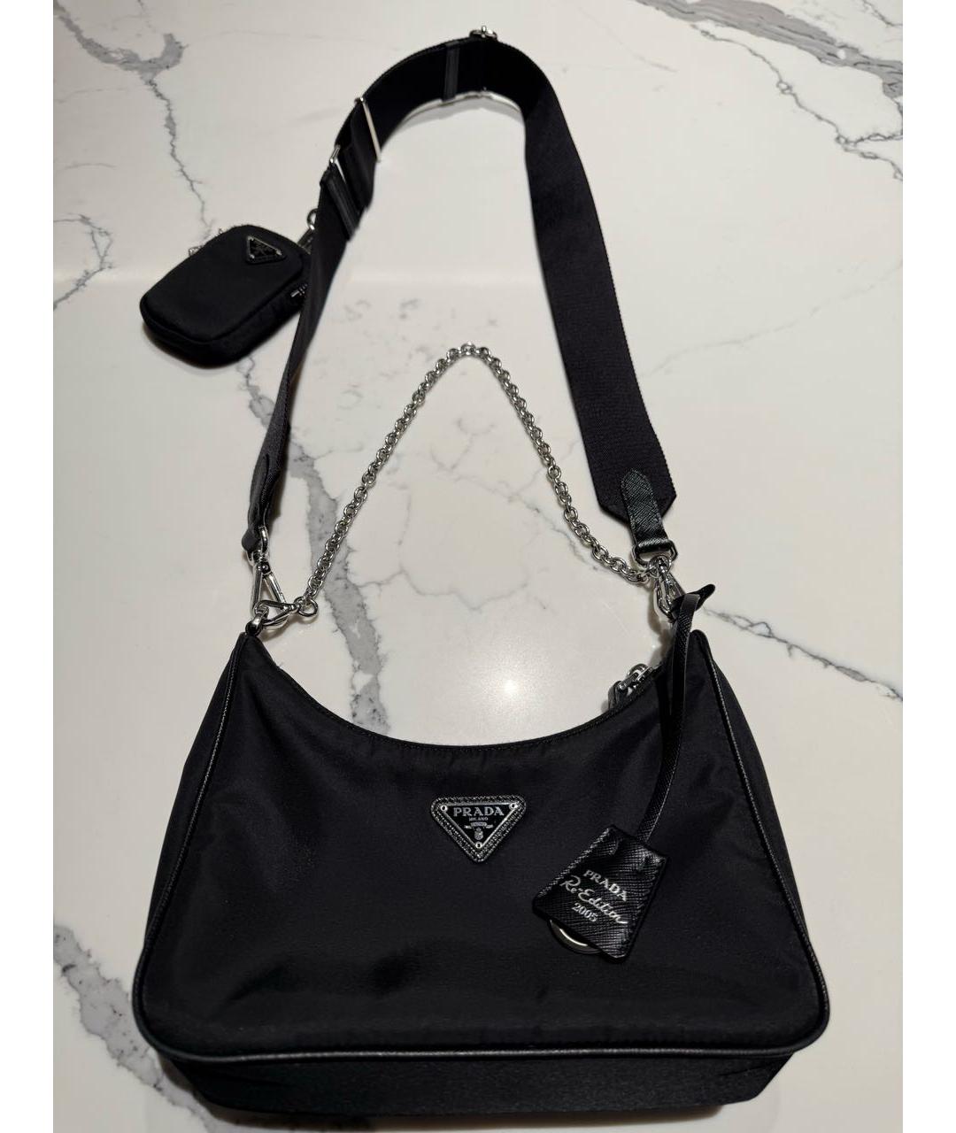 PRADA Черная синтетическая сумка с короткими ручками, фото 2