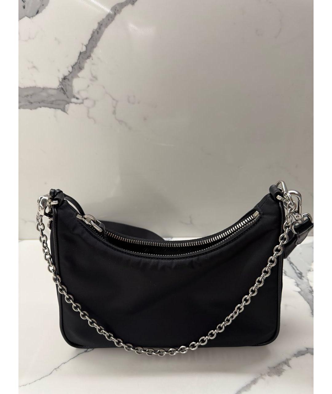 PRADA Черная синтетическая сумка с короткими ручками, фото 4
