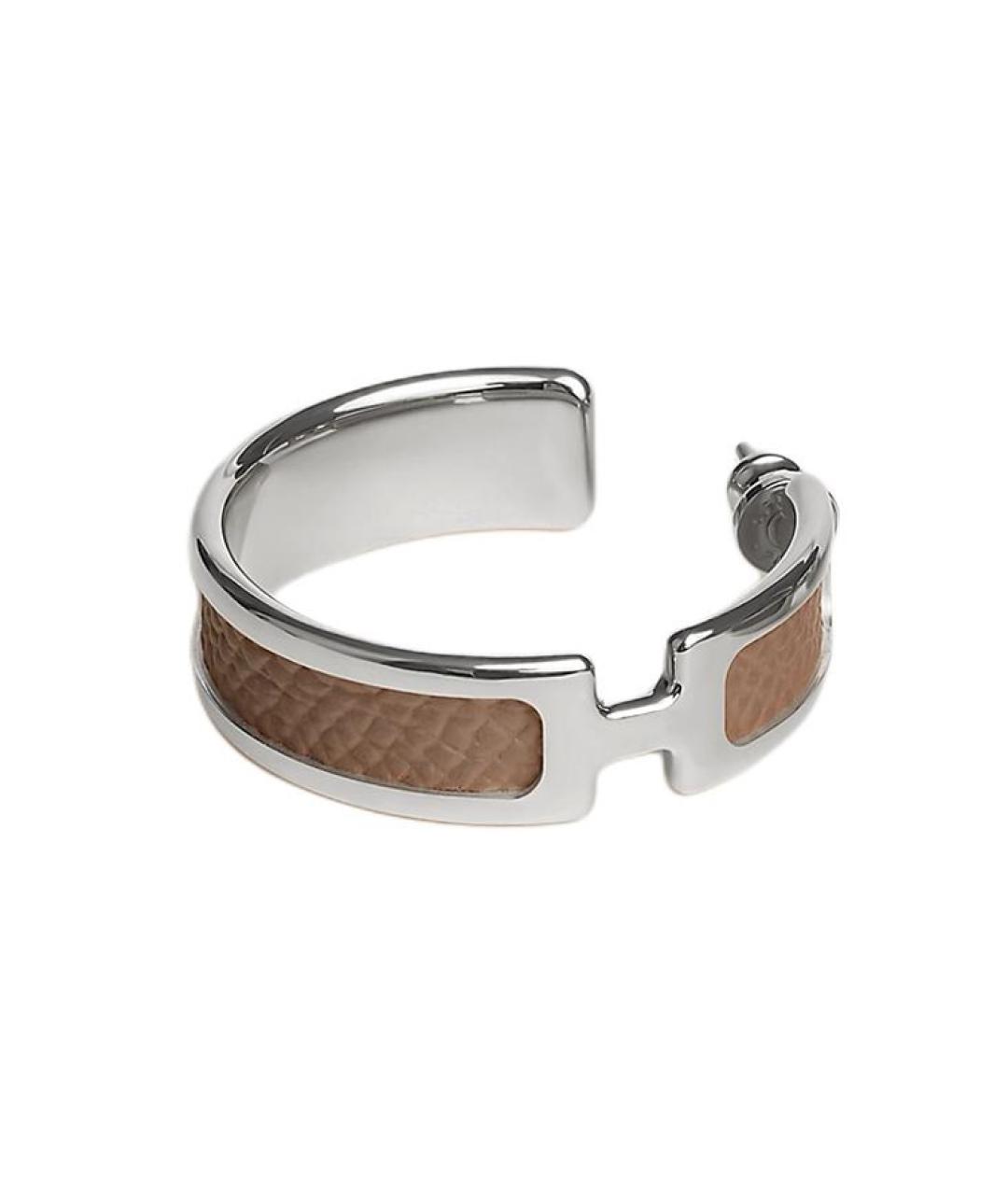 HERMES Коричневые кожаные серьги, фото 2