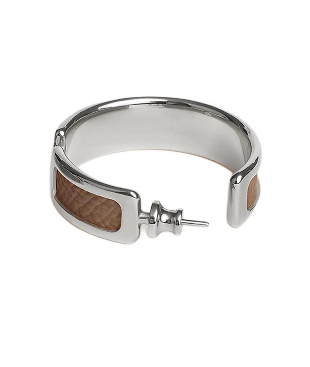 HERMES Коричневые кожаные серьги, фото 3