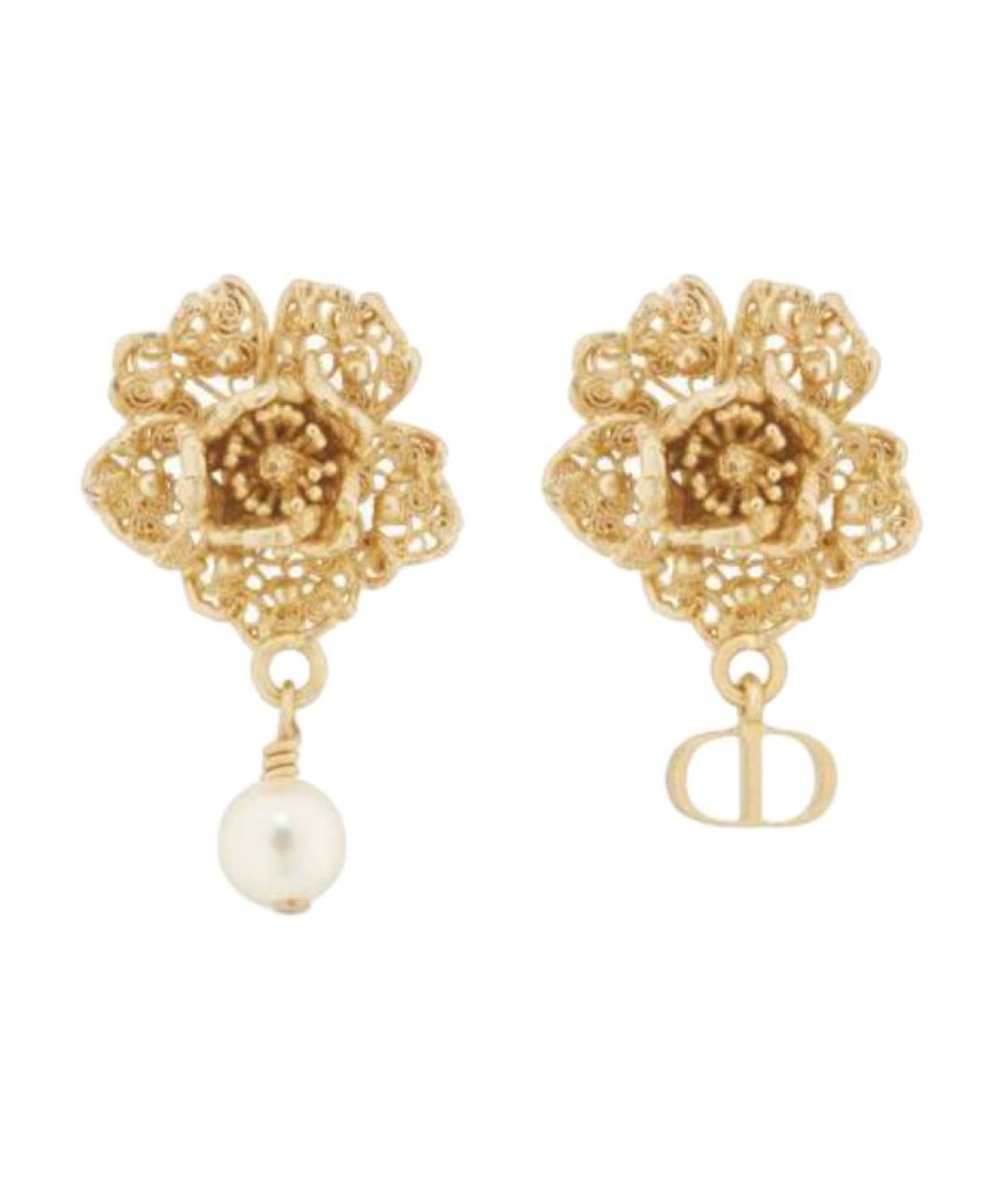 CHRISTIAN DIOR Золотые металлические серьги, фото 1