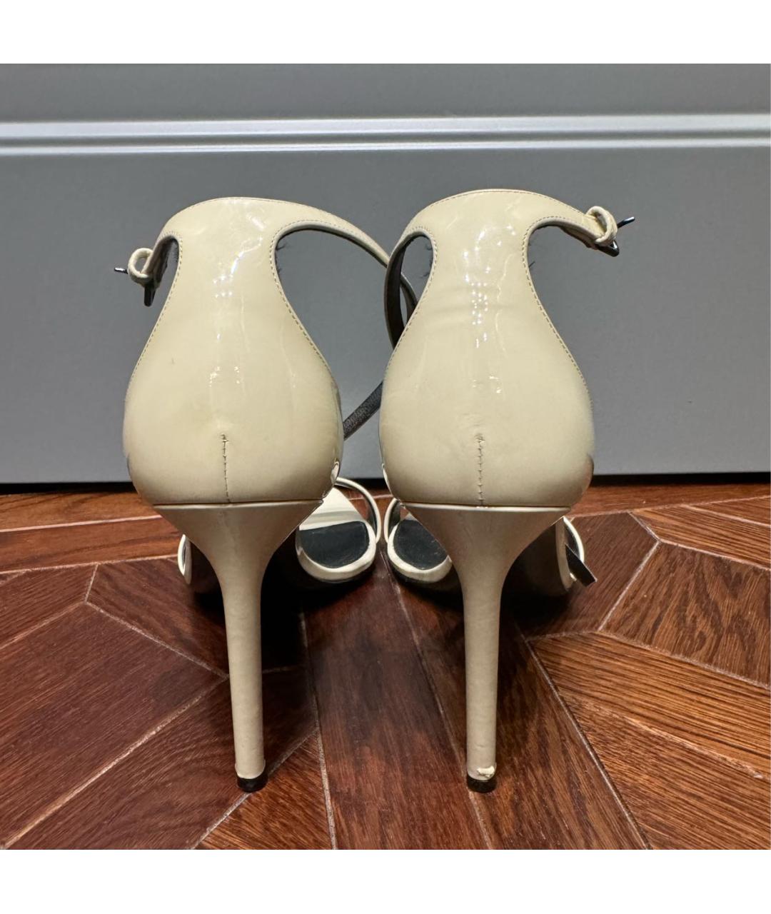 SAINT LAURENT Белые кожаные босоножки, фото 3