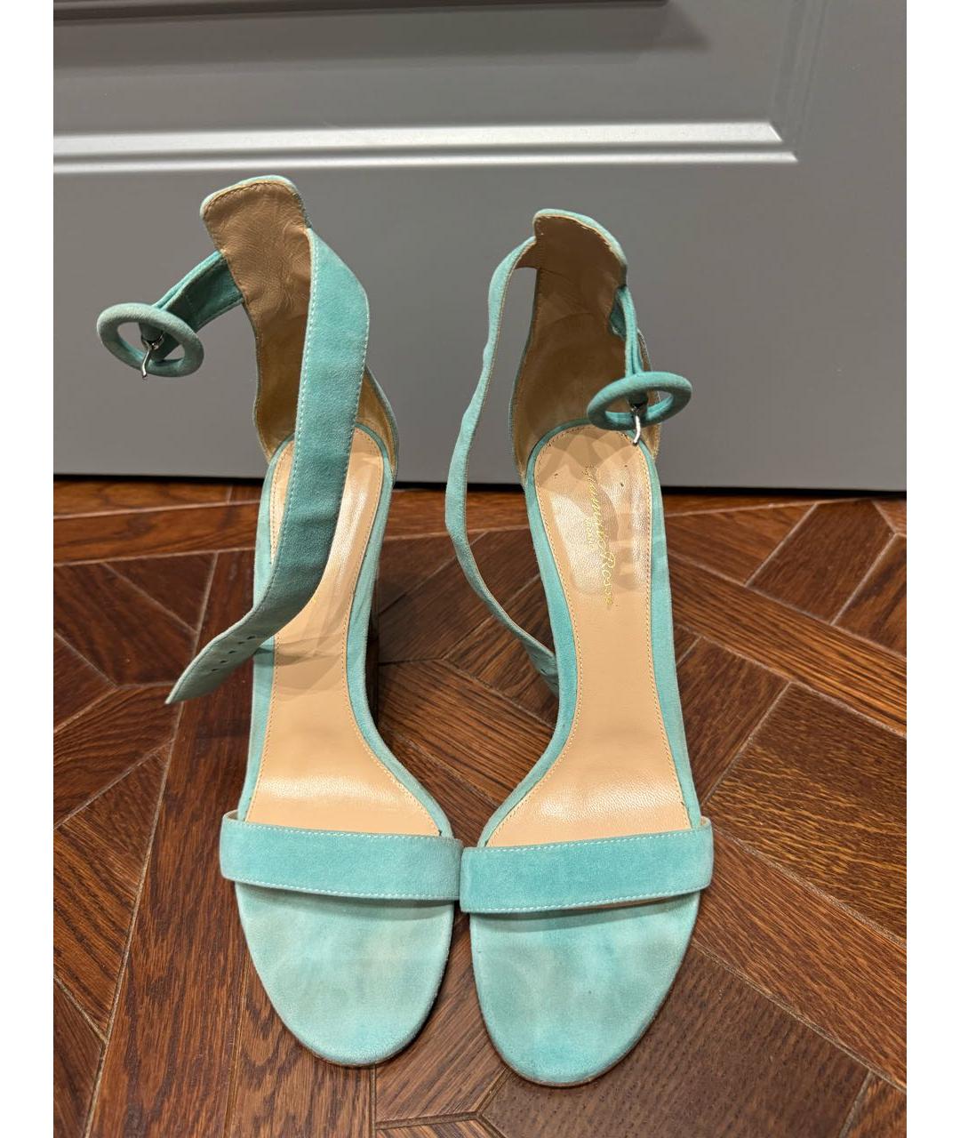 GIANVITO ROSSI Бирюзовые замшевые босоножки, фото 2