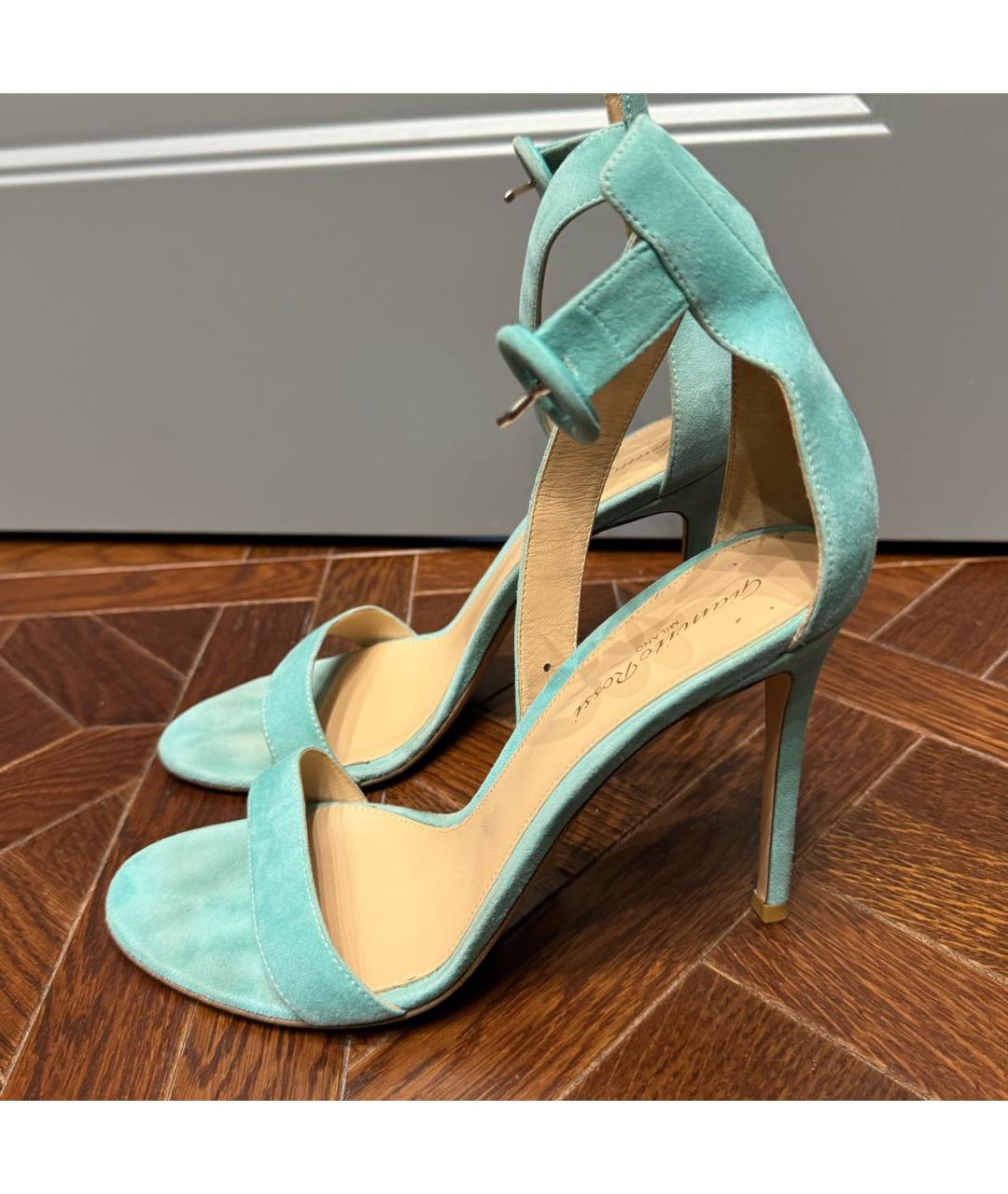GIANVITO ROSSI Бирюзовые замшевые босоножки, фото 4