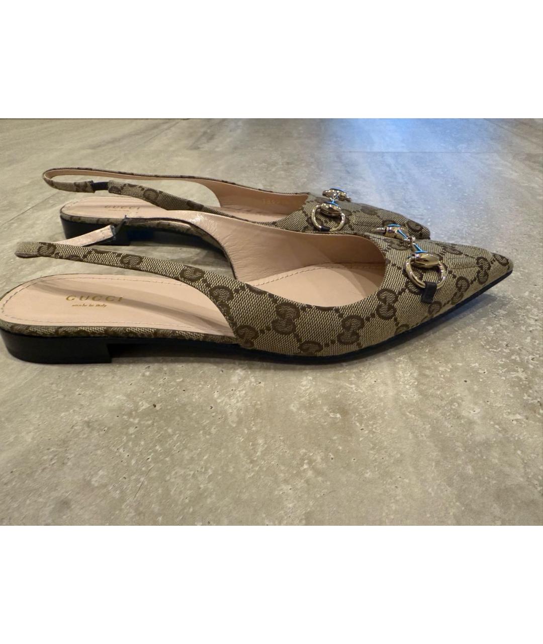 GUCCI Бежевые текстильные туфли, фото 6