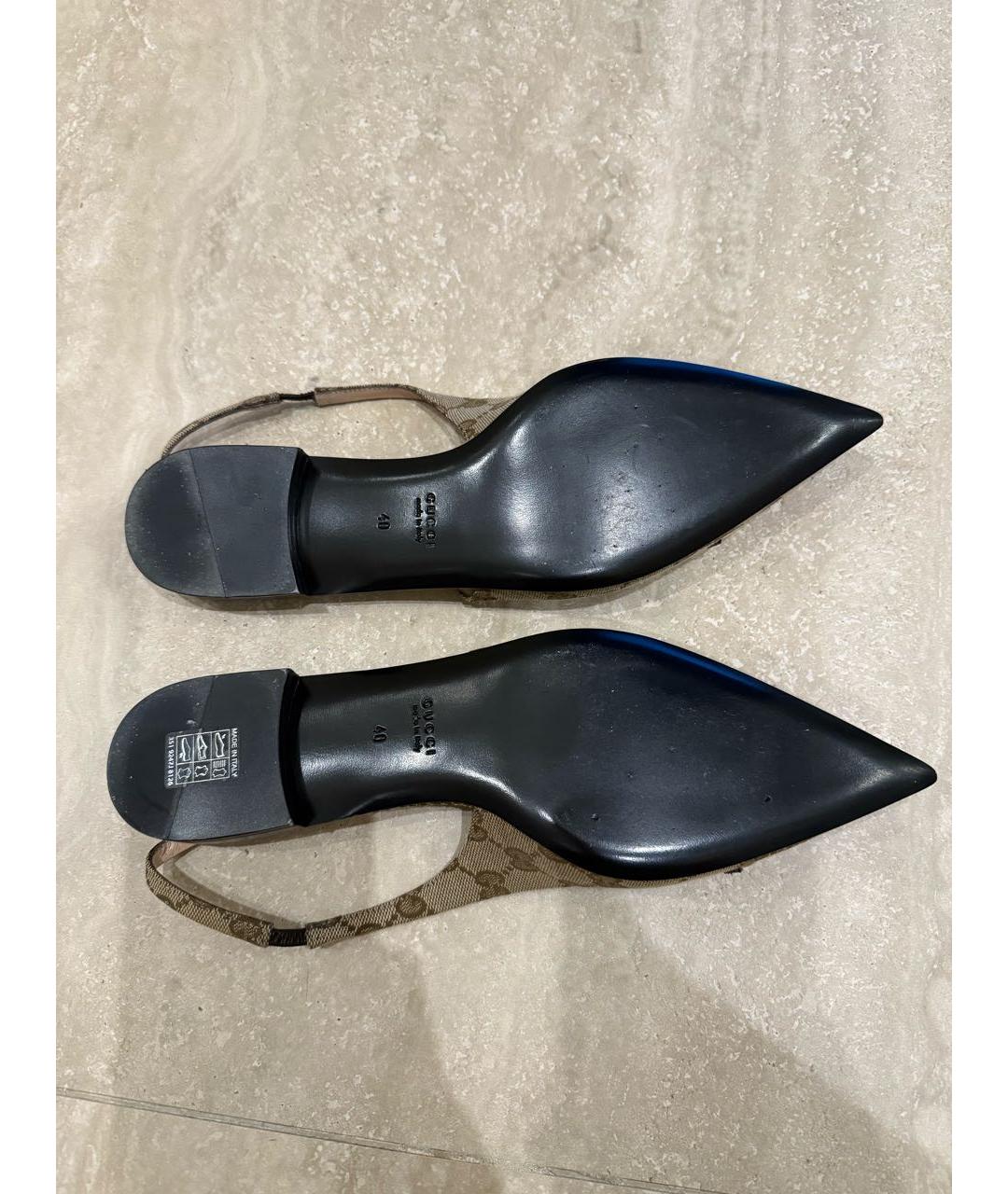 GUCCI Бежевые текстильные туфли, фото 8