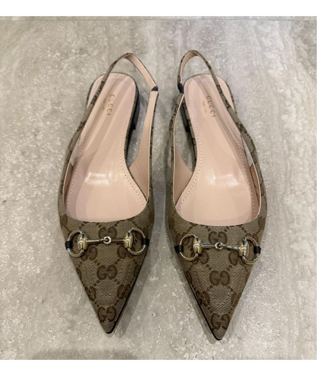 GUCCI Бежевые текстильные туфли, фото 2