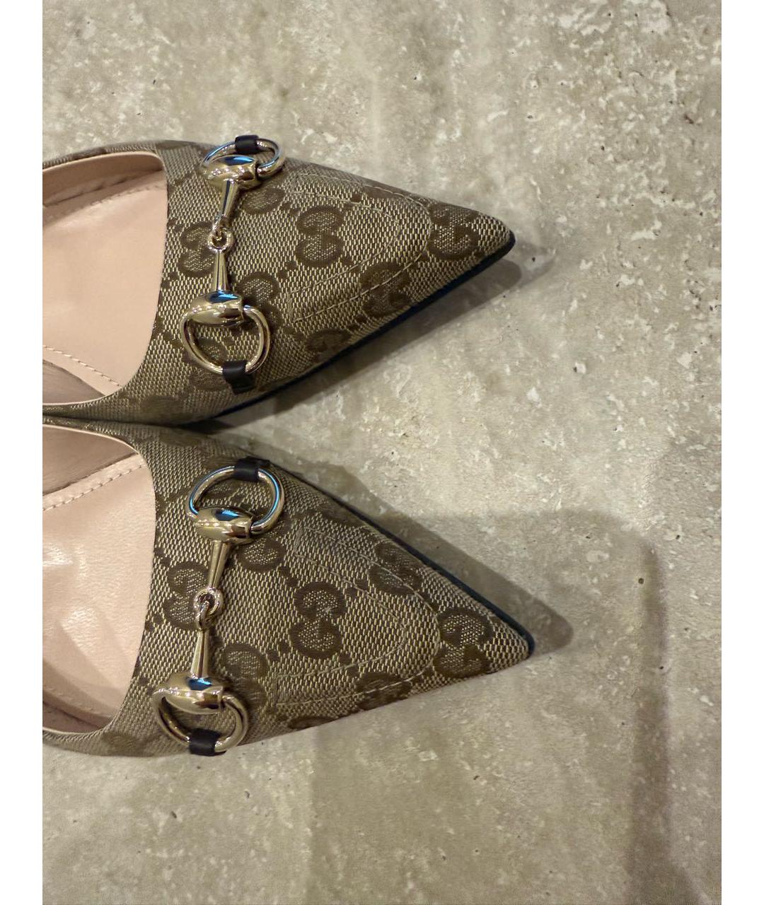 GUCCI Бежевые текстильные туфли, фото 5